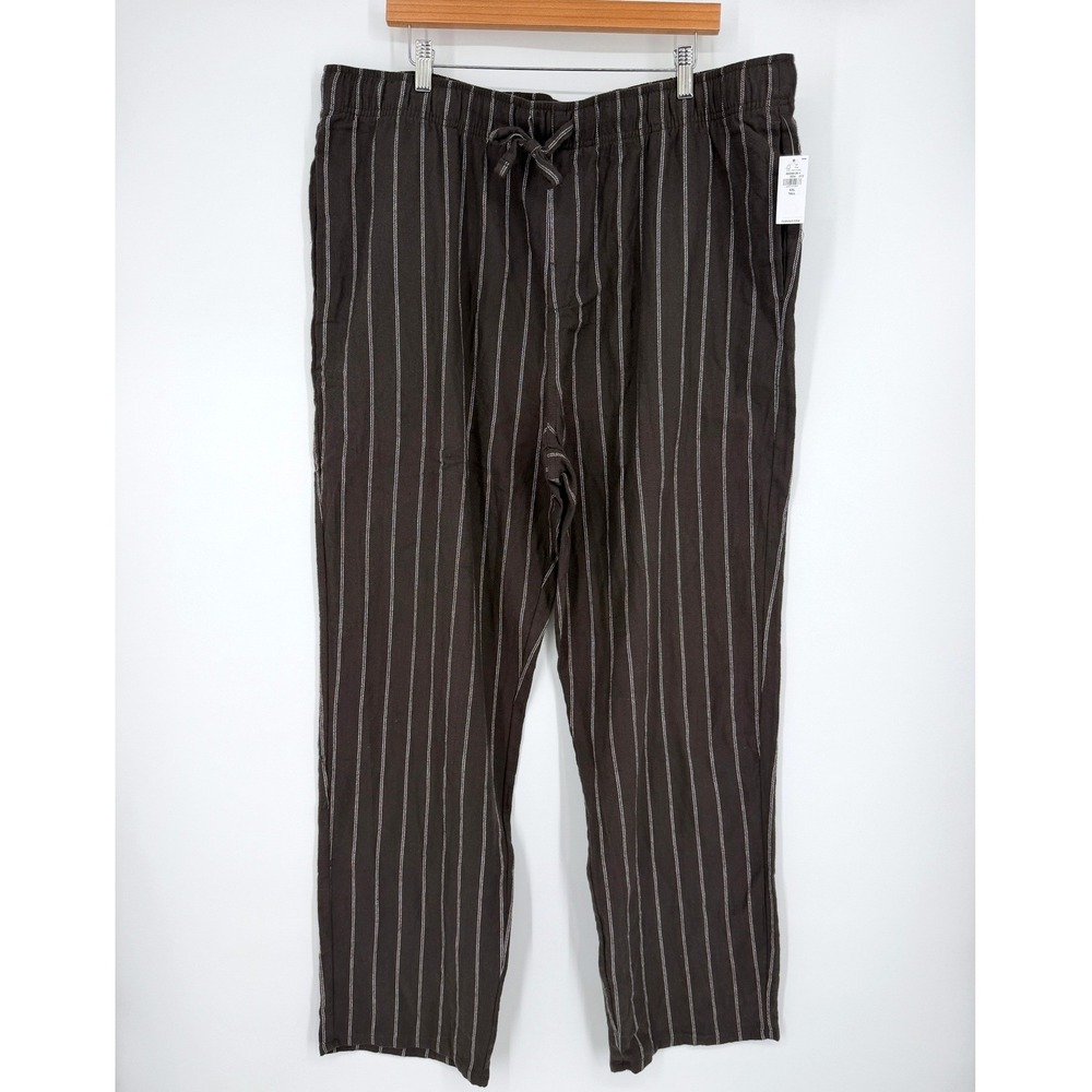 New Old Navy Men's Brown Striped Flannel Pajama Pants XXL Tall 100% Cotton